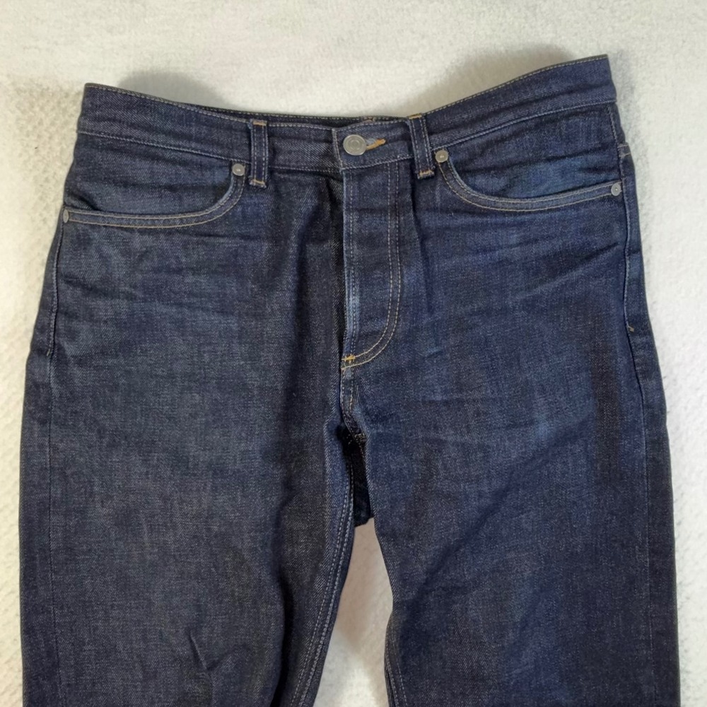 Asket Raw Selvedge Denim Jeans Mens 32x32 Regular Fit Organic Cotton Dark Indigo